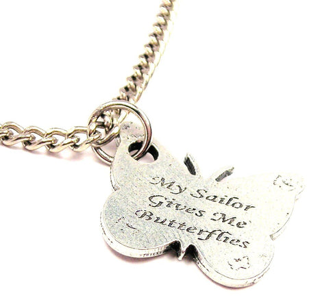 My Sailor Gives Me Butterflies Single Charm Necklace