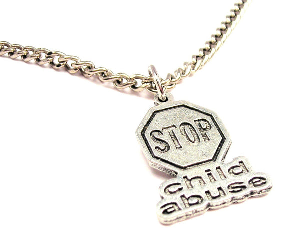 Stop Child Abuse Single Charm Necklace