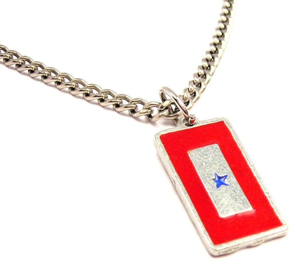 Blue Star Mother Flag Hand Painted Single Charm Necklace