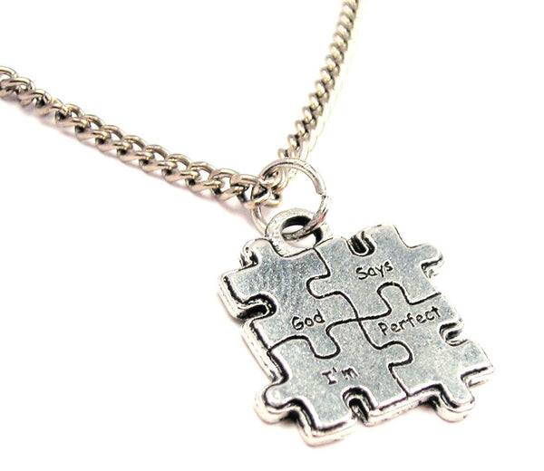 God Says I'm Perfect Single Charm Necklace