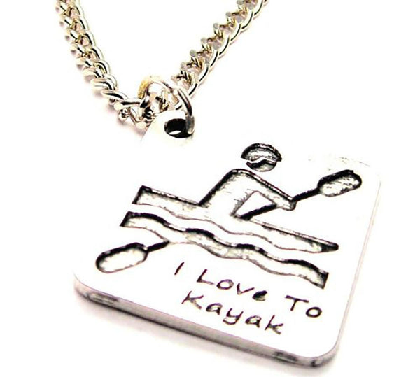 I Love To Kayak Single Charm Necklace