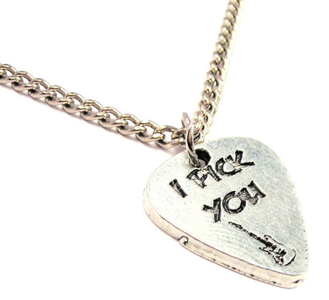 I Pick You Guitar Pic Single Charm Necklace