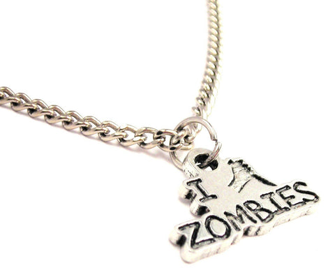 I Stab Zombies Single Charm Necklace