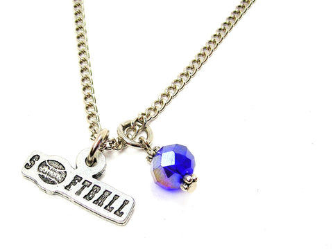 Softball Tab With Softball Necklace