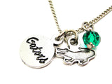 Alligator With Gators Circle Necklace With Crystal Accent
