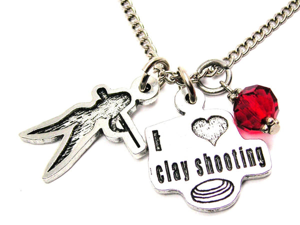 I Love Clay Shooting With Clay Shooting Girl Necklace