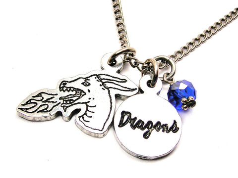 Dragon Head With Dragons Circle Necklace