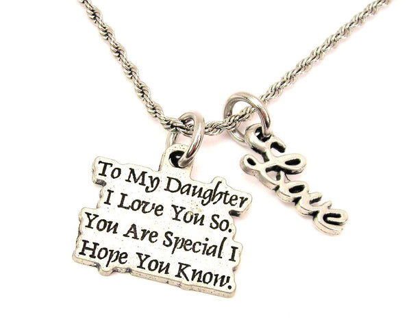 To My Daughter I Love You So 20" Chain Necklace With Cursive Love Accent