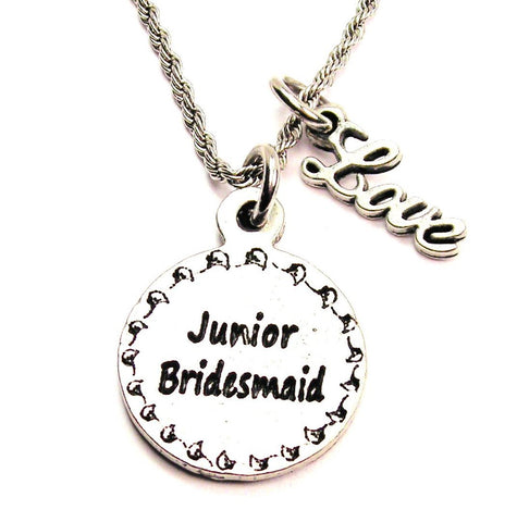 Junior Bridesmaid 20" Chain Necklace With Cursive Love Accent