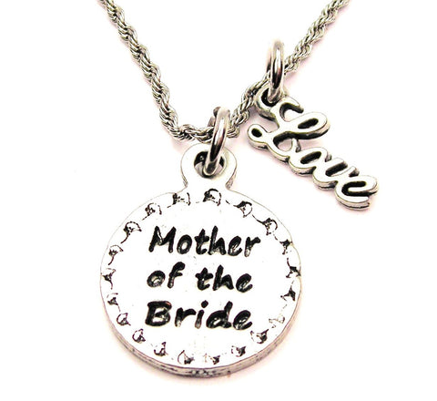 Mother Of The Bride 20" Chain Necklace With Cursive Love Accent