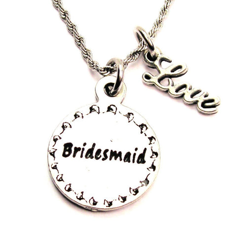 Bridesmaid 20" Chain Necklace With Cursive Love Accent