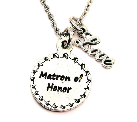 Matron Of Honor 20" Chain Necklace With Cursive Love Accent