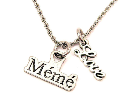 Meme 20" Chain Necklace With Cursive Love Accent