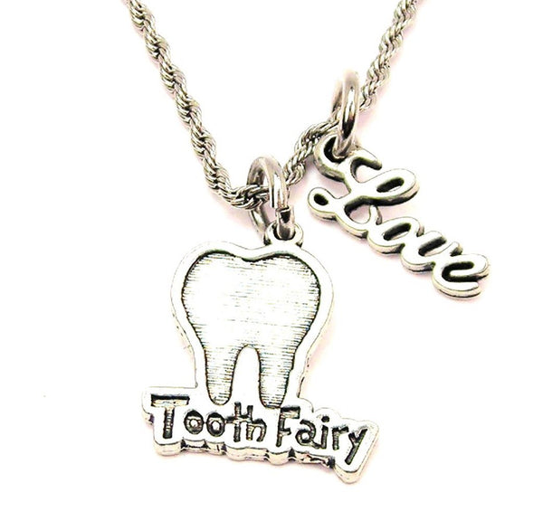 Tooth Fairy 20" Chain Necklace With Cursive Love Accent