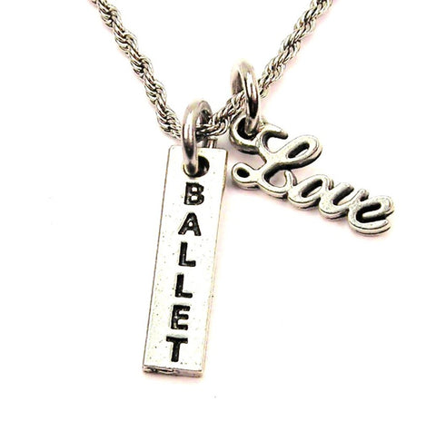 Ballet 20" Chain Necklace With Cursive Love Accent