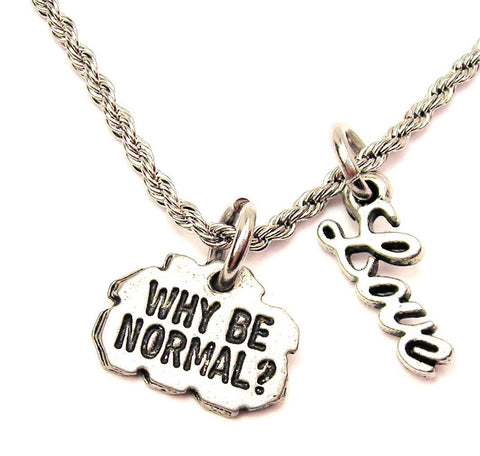 Why Be Normal 20" Chain Necklace With Cursive Love Accent