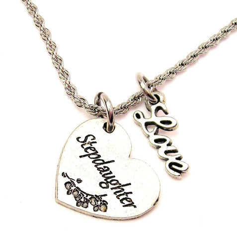 Stepdaughter 20" Chain Necklace With Cursive Love Accent