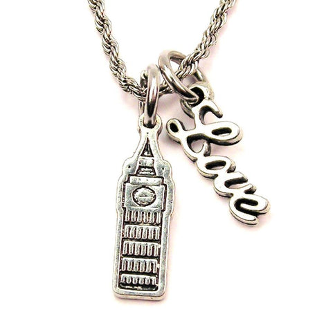 Big Ben 20" Chain Necklace With Cursive Love Accent