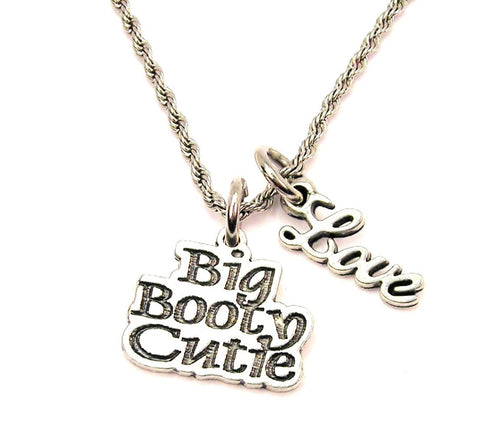 Big Booty Cute 20" Chain Necklace With Cursive Love Accent