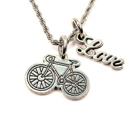 Bicycle 20" Chain Necklace With Cursive Love Accent