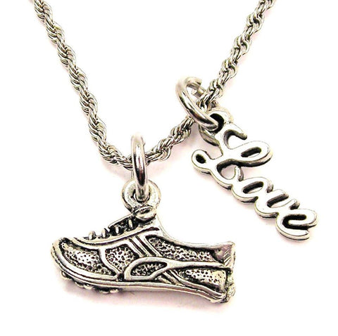 Cleat 20" Chain Necklace With Cursive Love Accent