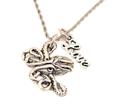 Cthulhu 20" Chain Necklace With Cursive Love Accent