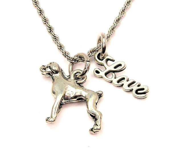 Boxer 20" Chain Necklace With Cursive Love Accent