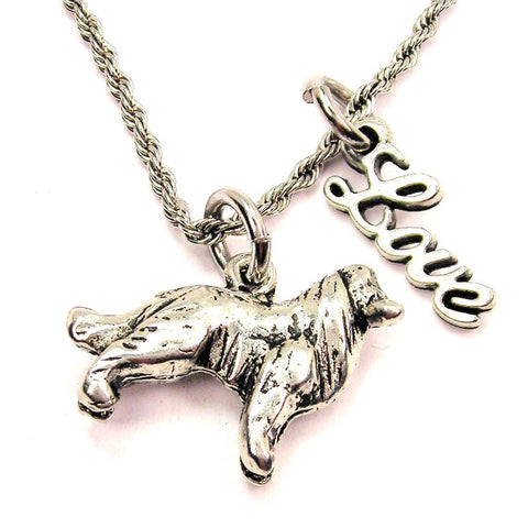 Collie 20" Chain Necklace With Cursive Love Accent