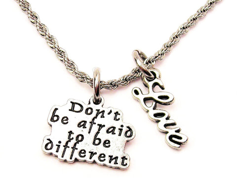 Don't Be Afraid To Be Different 20" Chain Necklace With Cursive Love Accent