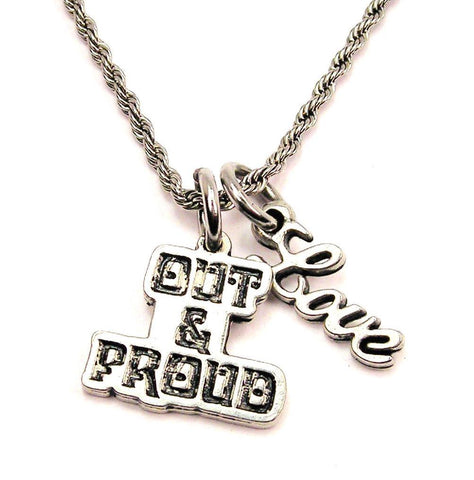 Out And Proud 20" Chain Necklace With Cursive Love Accent