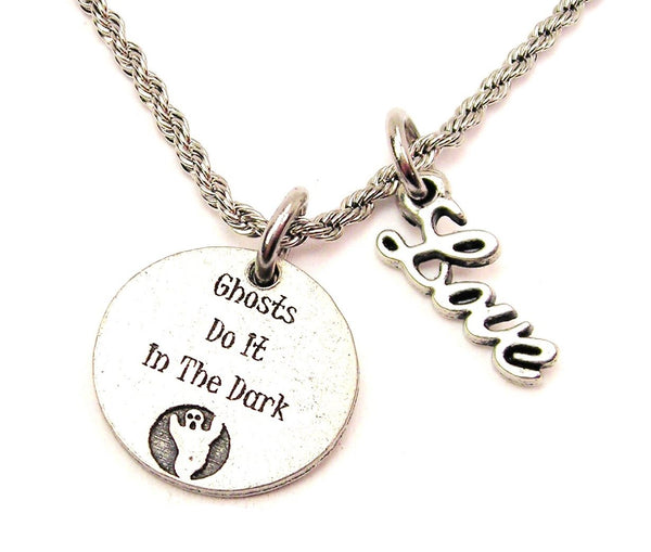 Ghosts Do It In The Dark 20" Chain Necklace With Cursive Love Accent