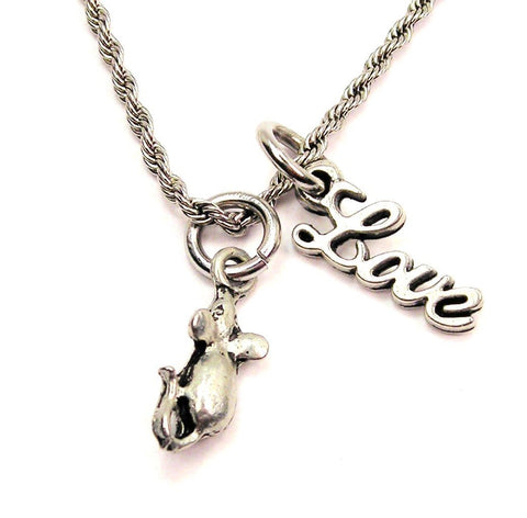 House Mouse 20" Chain Necklace With Cursive Love Accent