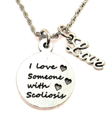 I Love Someone With Sarcoidosis 20" Chain Necklace With Cursive Love Accent