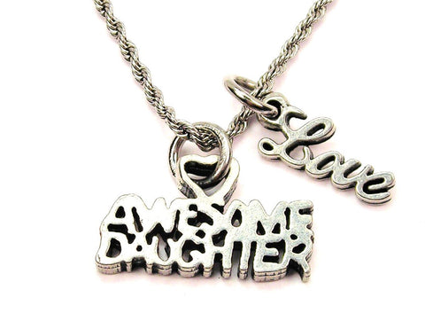 Awesome Daughter 20" Chain Necklace With Cursive Love Accent