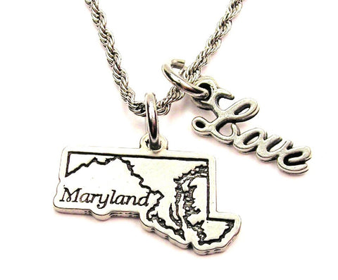 Maryland 20" Chain Necklace With Cursive Love Accent