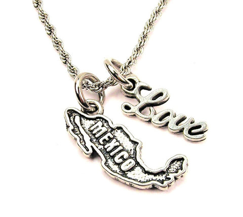 Mexico 20" Chain Necklace With Cursive Love Accent
