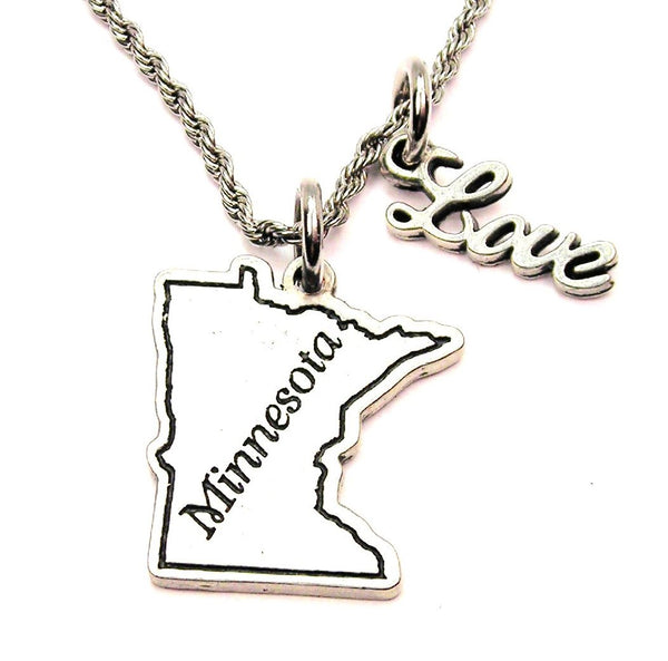 Minnesota 20" Chain Necklace With Cursive Love Accent
