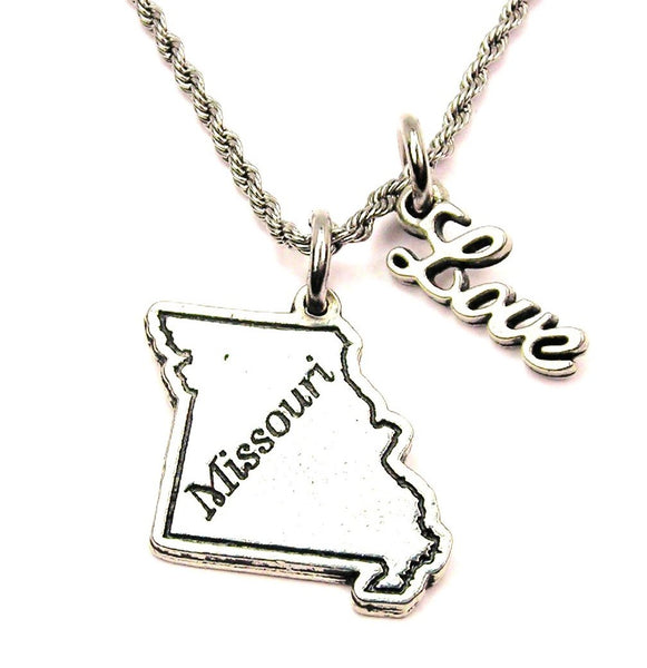 Missouri 20" Chain Necklace With Cursive Love Accent