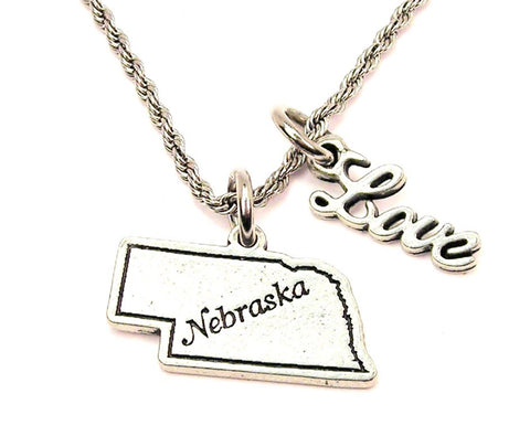 Nebraska 20" Chain Necklace With Cursive Love Accent