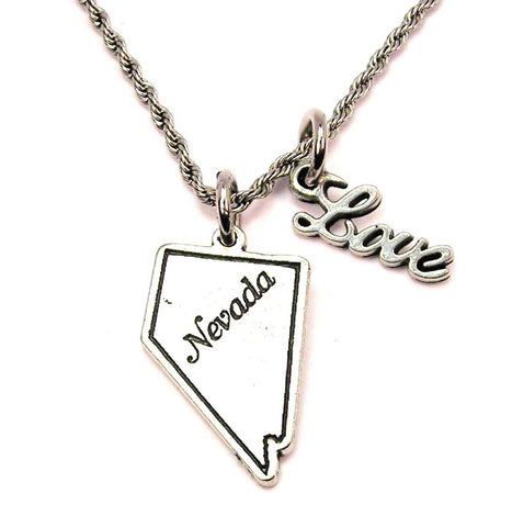 Nevada 20" Chain Necklace With Cursive Love Accent