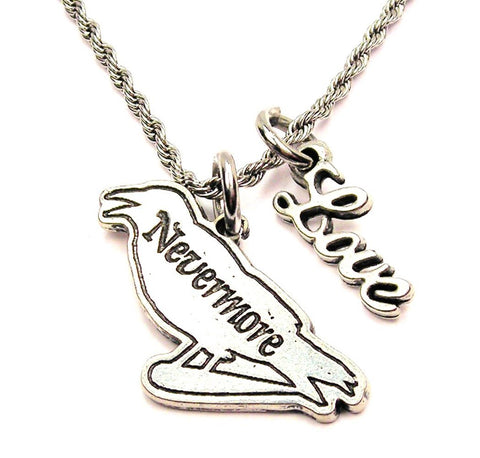Nevermore 20" Chain Necklace With Cursive Love Accent