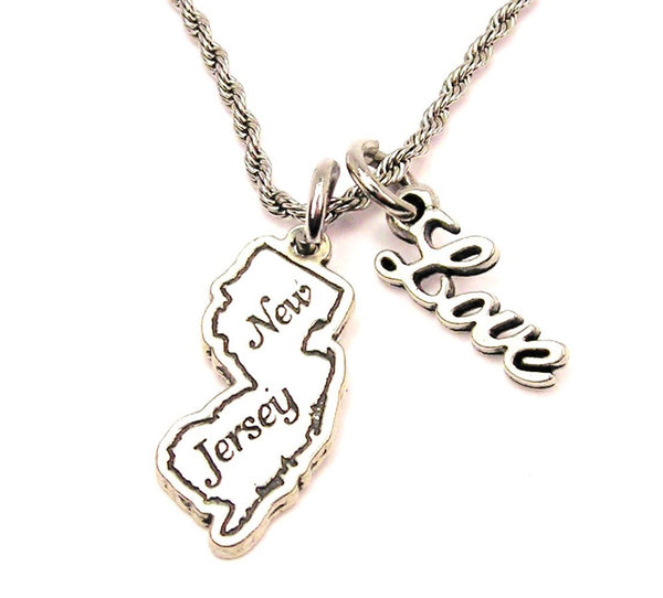New Jersey 20" Chain Necklace With Cursive Love Accent