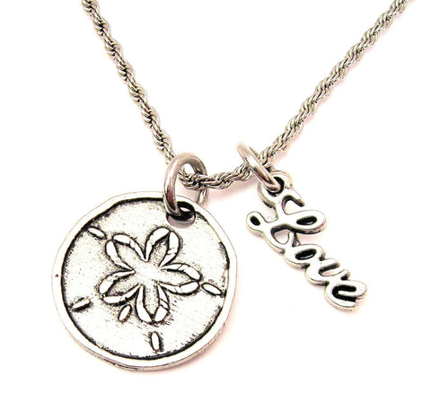 Sand Dollar 20" Chain Necklace With Cursive Love Accent