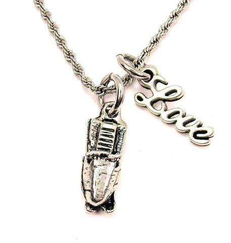 Snow Mobile 20" Chain Necklace With Cursive Love Accent
