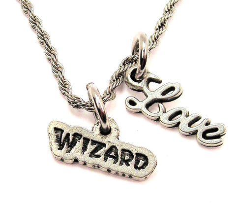 Wizard 20" Chain Necklace With Cursive Love Accent
