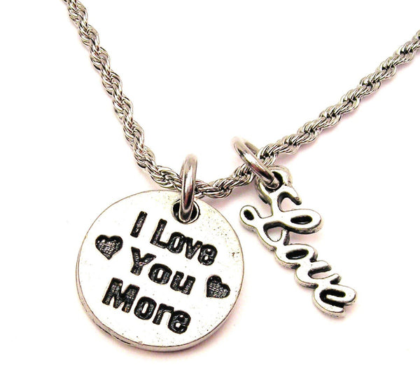 I Love You More 20" Chain Necklace With Cursive Love Accent