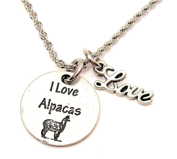 I Love Alpaca 20" Chain Necklace With Cursive Love Accent