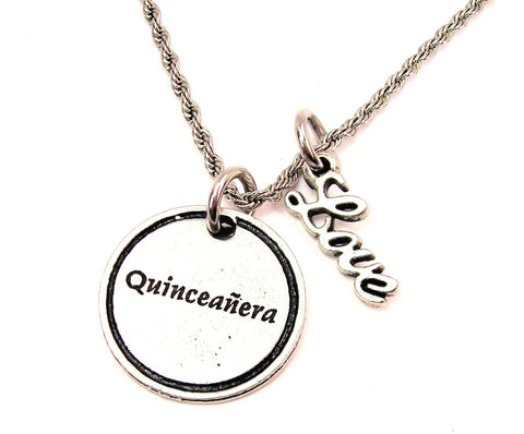 Quincinera 20" Chain Necklace With Cursive Love Accent