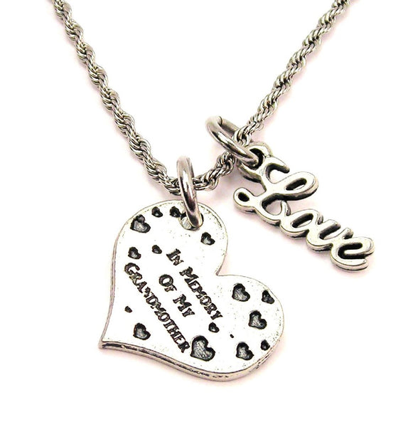 In Memory Of My Grandmother 20" Chain Necklace With Cursive Love Accent