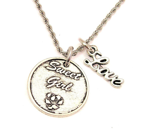 Sweet Girl 20" Chain Necklace With Cursive Love Accent
